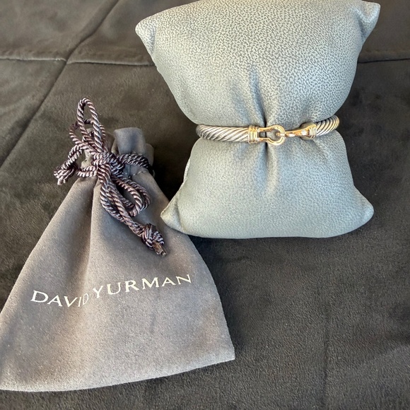 David Yurman Jewelry - DAVID YURMAN, DAVID YURMAN 925 Silver and 14K Yellow Good Cable Bangle Bracelet